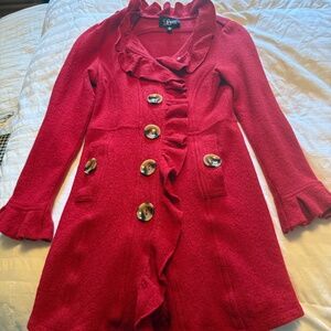 Luii Red Ruffled Coat